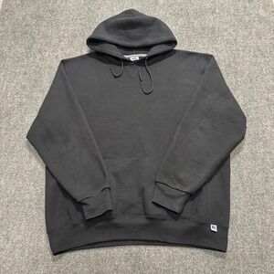 VTG Russell Athletics Hoodie Men's XL Black Pullover Faded Hooded Y2K Blank